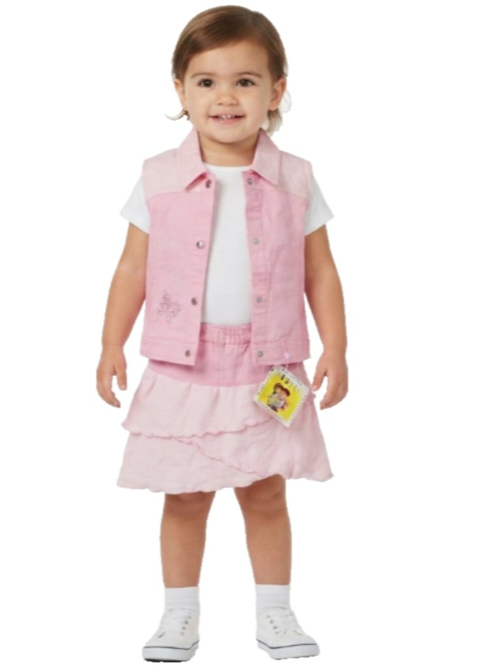 NWT Triconf Linea Rosa US Size Toddler  2T Made In Italy Pink Vest & Skirt Set